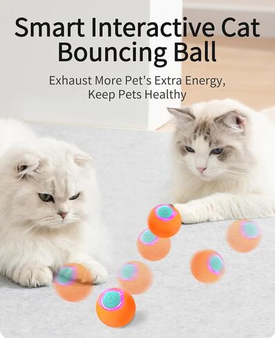 ROJECO Intelligent Interactive Cat Toys Ball with 3 Interactive Modes & LED Lights,Automatic Cat Moving Rolling Ball for Indoor Cat Kitten,Smart Cat Toy Self Rotating Ball Birthday Gift(2Pack) in Saudi Arabia