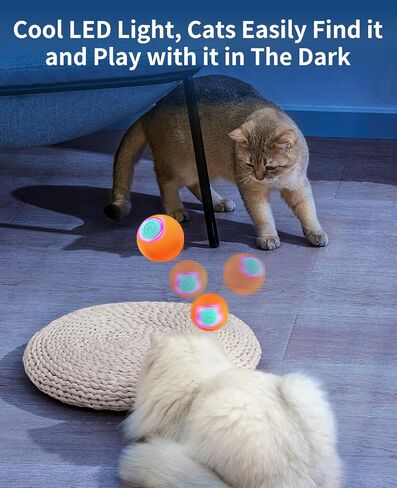 ROJECO Intelligent Interactive Cat Toys Ball with 3 Interactive Modes & LED Lights,Automatic Cat Moving Rolling Ball for Indoor Cat Kitten,Smart Cat Toy Self Rotating Ball Birthday Gift(2Pack) in Saudi Arabia