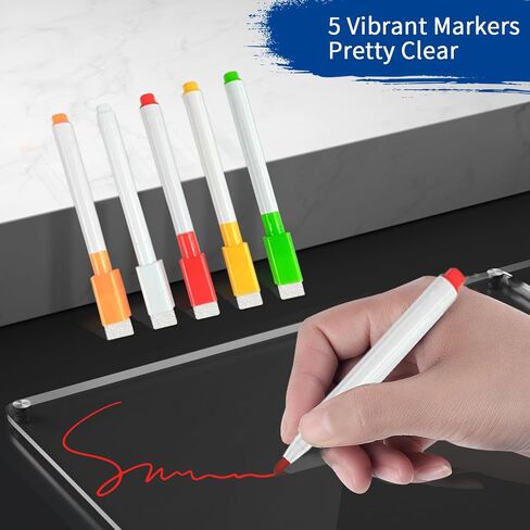Magnetic Calendar for Fridge,16''x12'' 2 Pcs Acrylic Monthly and Weekly Dry Erase Board Reusable Planner，Includes 5 Colorful Highlight Markers (Magnetic Pen Cap) and Erase Towel（Pink） in Saudi Arabia