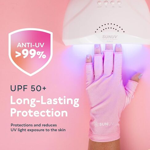 SUNUV LED Gloves for Gel Nails, UPF 50+ Anti UV Gloves for Gel Nail Lamp, Professional UV Gloves for Nail Techs in Kuwait