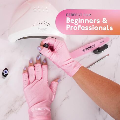 SUNUV LED Gloves for Gel Nails, UPF 50+ Anti UV Gloves for Gel Nail Lamp, Professional UV Gloves for Nail Techs in Kuwait