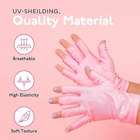 SUNUV LED Gloves for Gel Nails, UPF 50+ Anti UV Gloves for Gel Nail Lamp, Professional UV Gloves for Nail Techs in Kuwait