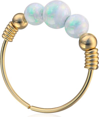 Gold Cartilage Earring - Tiny 8mm And Thin 24 Guage Helix Ring - 3mm White Opal And 2mm Gold Beads - 14K Gold Filled Helix Piercing Jewelry in Saudi Arabia
