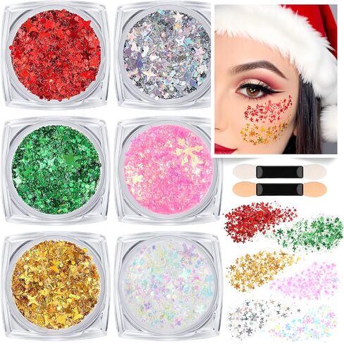 Teenitor Body Glitter Face Glitter Gel, Hair Glitter Gel, 6 Colors Glitter Makeup for Kids, Body Glitter for Women, Face Paint for Christmas Makeup, Concerts Rave Accessories in Kuwait
