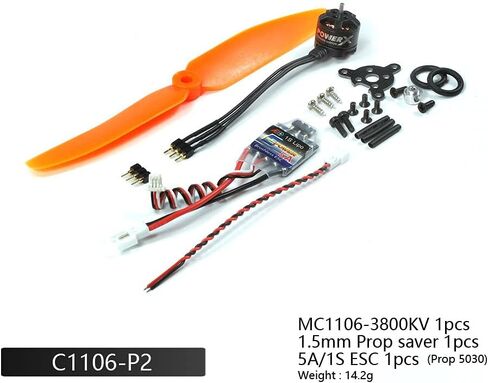 1S 3.7V Micro Brushless Motor MC1106-3800KV with ESC Power Combo Used for Fixed Wing Micro Indoor Airplane F3P Model Airplane (C1106-P2) in Kuwait