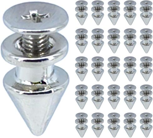 Megoto 50 Sets Cone Spikes Screwback Studs Rivets Metal Spikes Studs for Punk Style Clothing Bullet Shoes Bags Dog Collars Accessories DIY Craft Decoration (Horns 7x21mm) in Saudi Arabia