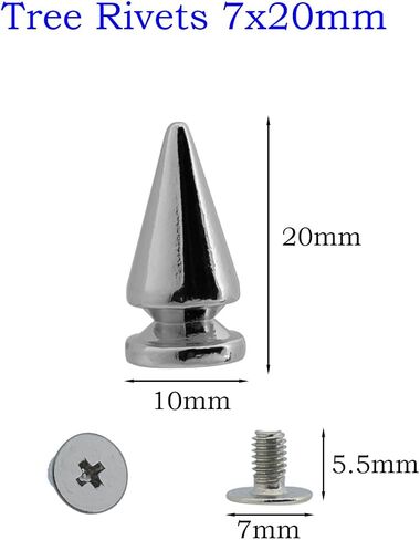 Megoto 50 Sets Cone Spikes Screwback Studs Rivets Metal Spikes Studs for Punk Style Clothing Bullet Shoes Bags Dog Collars Accessories DIY Craft Decoration (Horns 7x21mm) in Saudi Arabia