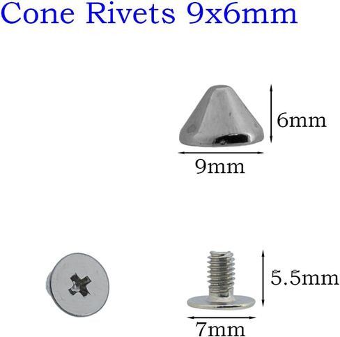 Megoto 50 Sets Cone Spikes Screwback Studs Rivets Metal Spikes Studs for Punk Style Clothing Bullet Shoes Bags Dog Collars Accessories DIY Craft Decoration (Horns 7x21mm) in Saudi Arabia