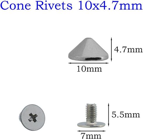 Megoto 50 Sets Cone Spikes Screwback Studs Rivets Metal Spikes Studs for Punk Style Clothing Bullet Shoes Bags Dog Collars Accessories DIY Craft Decoration (Horns 7x21mm) in Saudi Arabia
