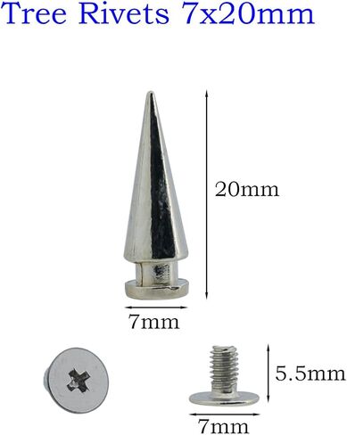 Megoto 50 Sets Cone Spikes Screwback Studs Rivets Metal Spikes Studs for Punk Style Clothing Bullet Shoes Bags Dog Collars Accessories DIY Craft Decoration (Horns 7x21mm) in Saudi Arabia