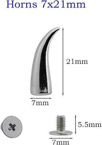 Megoto 50 Sets Cone Spikes Screwback Studs Rivets Metal Spikes Studs for Punk Style Clothing Bullet Shoes Bags Dog Collars Accessories DIY Craft Decoration (Horns 7x21mm) in Saudi Arabia