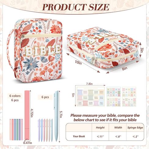 20 Pcs Bible Journaling Kit Include Letter Bible Cover for Women with Bible Tabs 6 Highlighters 6 Colored Gel Pen No Bleed Sticky Tabs, Bible Case Tote Bag with Handle for Study Supplies Gifts in Saudi Arabia