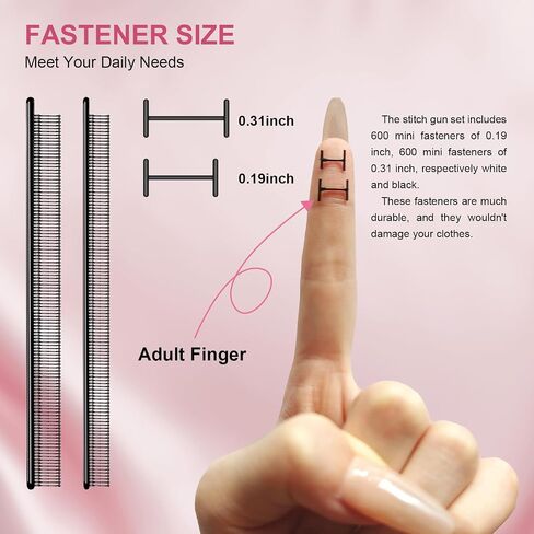 Mini Stitch Gun for Clothes,Quick Clothing Fixer Gun,Fine Stitch Gun Contains Storage Box,6 Needles, 1200 0.5/0.8mm Black White Fasteners,100 Bear Buckles,Stitch Gun for Clothes.(Pink) in Saudi Arabia