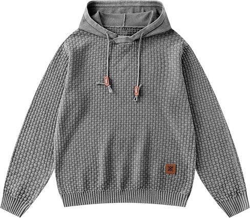 Zaitun Mens Acid Wash Cotton Hoodies Pullover Sweatshirt Long Sleeve Waffle Hoodies Streetwear in Kuwait