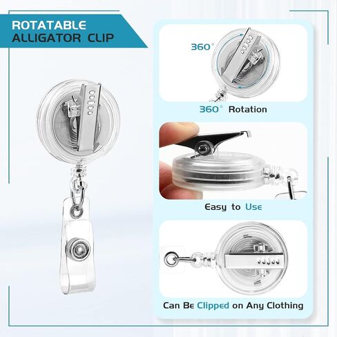 2 Pack Badge Reels Retractable with Swivel Alligator Clip Retractable Badge Holder Reel Clips for Teachers, Students, Office Workers (Black) in Kuwait