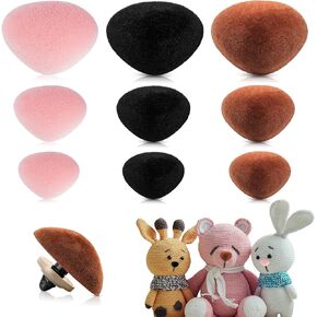 90 Pcs Safety Noses for Amigurumi Plastic Safety Noses for Crochet Flocking Toy Noses Pink Brown Noses with Washers for Craft Doll Puppet Plush Toy Bear Accessories(3 Color)