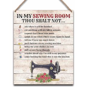 Sewing Room Wall Art Hanging Decor, Sewing Notions Supplies Metal Sign Gifts for Quilters, Sewing Lover Gifts for Home Office Farm Store Garage (A06)