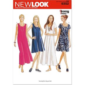 New Look U06352A Misses' Dress Sewing Pattern Packet, Code 6352, Sizes 8-10-12-14-16-18