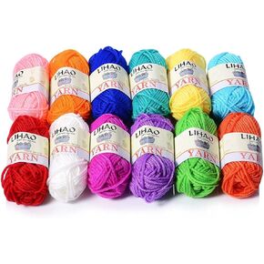 LIHAO 12 Skeins Mini Yarn for Knitting Crochet Craft - 100% Acrylic