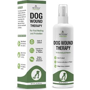 NOVEHA Dog Wound Therapy Spray - Itch Relief & Skin Repair for Dogs - Clean Wounds with Soothing Hypochlorous Acid for Allergies and Other Dog Skin Problems - Immediate Itching Relief - 8 oz Bottle