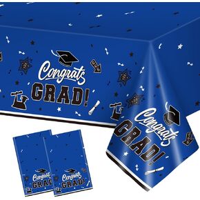 2 Pack Graduation Tablecloth - Congrats Grad Table Cloths, Plastic Disposable Rectangle Black Gold Class of 2024 Table Cover for Graduation Table Decorations Party Decor Supplies Favors,108 x 54 Inch