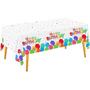 Gatherfun Birthday Disposable Tablecloth, Plastic Table Cover for Kid’s Birthday Party, 54"x108", 3 PCS