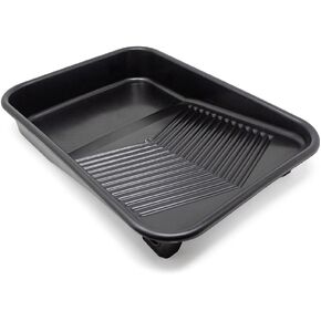 FoamPRO 309 9 inch Molded Plastic Paint Tray- 3 Pack, Black- Solvent-Proof Roller Trays w/Ladder Hook Legs- Durable Interior Exterior Home Painting Supplies & Tools for Paint Rollers & Roller Brushes