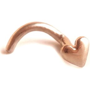 Rose Gold Heart Nose Stud. 20G (0.8 mm), Screw Shape. Small Dainty 14K Solid Gold Nostril Nose Piercing/Single Cartilage Helix Earring, Handmade Cool Love Jewelry Gift by HeartAttackOM in Kuwait