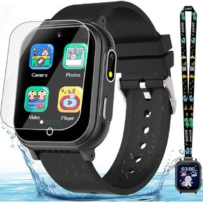 Waterproof Smart Watch for Kids Boys Age 5-12 with 32 Games, Dual Camera, Habit Tracking, Music Player, Video, HD Touchscreen Kids Smart Watch Birthday Gift Toy for 3-12 Year Old (Light Blue)