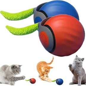 Speedy Tail 2.0, Speedy Tail 2.0 Cat Toy, Interactive Cat Toy for Indoor Cats, Automatic Moving Cat Toy Ball, USB Rechargeable Smart Cat Toys Ball with Tail, Two Speed Adjustment (Blue + Orange)