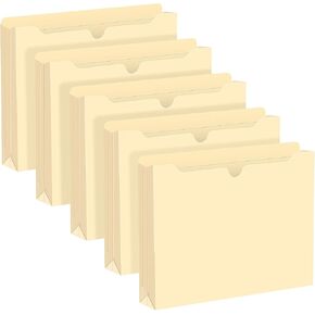 File Folders Jacket, HERKKA 60 Pack Letter-Size Manila File Folders, Expandable up to 2 Inches for Extra Storage, Reinforced Straight -Cut Tab, Ideal for Office, School, and Home Use