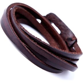 Urban Jewelry Stunning Dark Brown Leather Wrap Around Bracelet for men/women, Unisex Adjustable Length. Great Gift