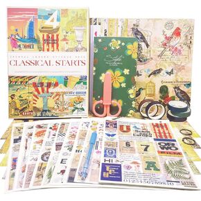 1826 Pcs Vintage Aesthetic Scrapbooking Supplies, Junk Journal Kits with Washi Stickers, Scrapbook Paper, Washi Tape, Notebook - Art Craft Stationery Set for Adult Teen Girl Journaling Starter