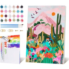 Reivworl Landscape Paint by Numbers Kit for Adults Framed, Landscape Adult Paint by Numbers Kits, Acrylic Paint by Number Suitable for Home Decoration 12X16 Inch