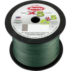 Berkley x5 Braid Superline, Low-Vis Green, 15-Pound Break Strength, 328yd Fishing Line, Suitable for Freshwater and Saltwater Environments