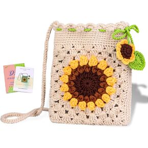 Fedmut Crochet Kit for Beginners - Phonebag Crochet Starter Kit with Video Tutorials and Yarns, Hook, Accessories for Adult Knitting Craft DIY