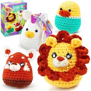 CozyBomB™ Crochet Kit for Beginners | Learn to Crochet Starter Kit for Adults, DIY Crochet Animal Amigurumi Knitting Kit, Step-by-Step Video Tutorials, Christmas Birthday Holiday Gift for Adults Teens