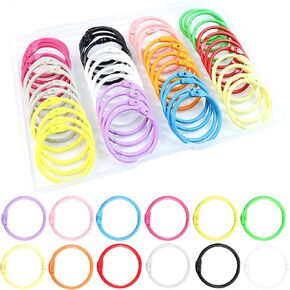 60 Pack Color Binder Rings, 1 1/5 Inch Metal Rings for Index Cards, for Book Rings, Flashcard Rings, Key Rings or Keychains, School, Office, Home Loose Leaf Binder 12 Colors