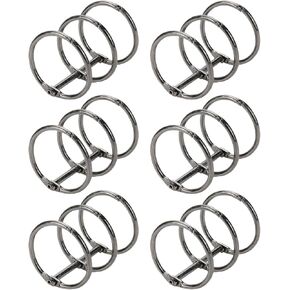 Xiaoyztan 6 Pcs 3-Slot Binder Rings Loose Leaf Book Rings Memo Note Rings DIY Album Rings Paper Organizing Ring (Inner Diameter 1.2in Grey)