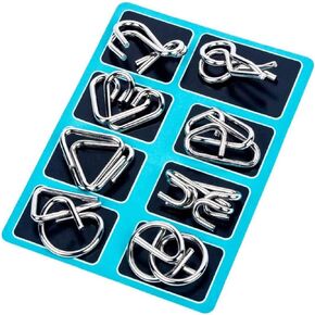 Brain Teasers Metal Wire Puzzle Toys, IQ Test Disentanglemen Unlock Interlock Game Chinese Ring Puzzle Brain Teasers for Kids Adults 8-Pack