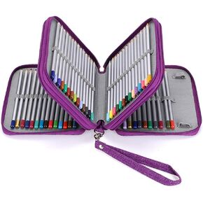 BTSKY Zippered Pencil Case-Canvas 72 Slots Handy Pencil Holders for for Prismacolor Watercolor Pencils, Crayola Colored Pencils, Marco Pencils (Black)