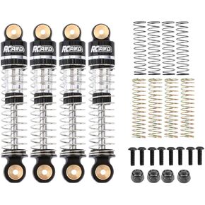RCAWD Hole to Hole 40mm Shocks Oil Filled & Wheel Lock Nut for Axial 1/24 SCX24 Front Rear Shock Upgrades Part Silver