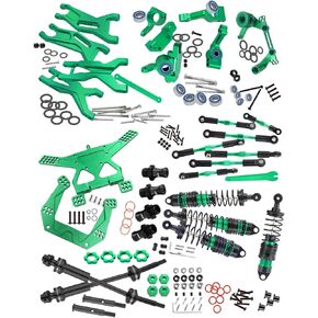 ترقيات لـ 1/10 Slash 2WD(VXL)، صدمات RC، ذراع التعليق، كتلة العجلات، كتل التوجيه، حاملات المحور كعب، كرنك جرس التوجيه، برج الصدمات، وصلات الحدبة، عمود القيادة، محولات المحور السداسية، أحمر