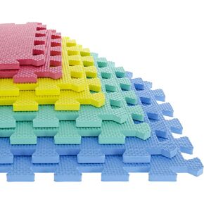 Interlocking Floor Mats - 8-Piece Nontoxic Exercise Mat or Play Mat for Toddlers, Babies or Kids - Foam Padding for Home Gym by Stalwart (Multicolor)