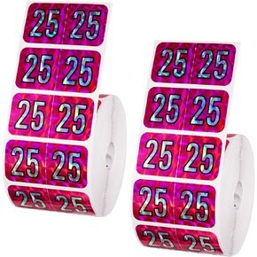1000pcs 2025 Year Stickers, 1.5x0.75in Holographic 2025 New Year Chart Stickers File Folder Year Labels Color Coded Stickers 25 Year Number Labels for Office Supplies End Tabs File Folders