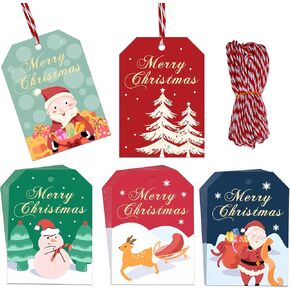 Christmas Gift Tags Christmas Tags Present with String for Gifts Holiday Gift Tags Christmas Tags Christmas Tree Tags Xmas Gift Tags Merry Christmas Party Hanging Labels Gift Tags for Winter 100Pcs