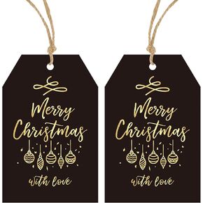 Anwyll Christmas Gift Tags,50Pcs Pink Merry Christmas Gift Wrapping Name Tag Design with String,Xmas to from Gift Tag,Have A Merry Little Christmas Tag,Christmas Tree Tag for Present Holiday Christmas