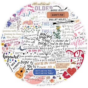 55Pcs Singer Song Lyrics Stickers,Music Album Stickers for Fans Concerts,Scrapbooking,Aesthetic Vinyl Stickers for Teens Kids,Decorations DIY Stickers,Party Favor Stickers Pack,Girls Trendy Stuffs