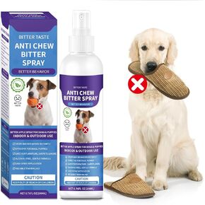 No Chew Spray for Dogs, 200ML Bitter Apple Spray for Dogs to Stop Chewing and Prevents Wound Licking, Protects Furniture, Shoes, Bandages, Alcohol-Free & Non-Toxic, Safe for Indoor & Outdoor Training