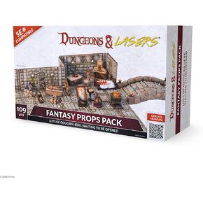 Dungeons & Lasers Fantasy Props DND Accessories Pack - 109 Piece Set Includes Miniature Elements and Bits for Tabletop Terrain and 5E Compatible RPG Games - Unpainted - for Ages 14 Years +